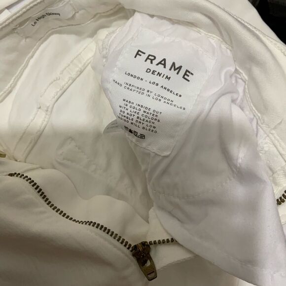 FRAME white denim Le High skinny jeans cropped size 24 - Picture 6 of 9